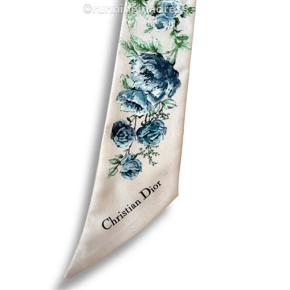 Dior Granville Mitzah Scarf Pink & Blue Floral Silk Twill Pietro Ruffo Design